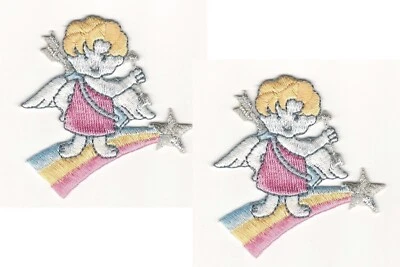 Pastel Cupid Patch Embroidered Cut out Iron on Sew on Lot of 2 - Image 1 of 2
