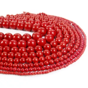 Cuentas espaciadoras redondas de piedras preciosas turquesas rojas 16" 4 mm 6 mm 8 mm 10 mm 12 mm 14 mm 16 mm - Imagen 1 de 8
