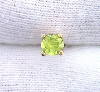 14Kt Yellow Gold 4mm Round San Carlos Arizona Peridot Gemstone Tie Tack EBSTT127 - Image 1 of 2