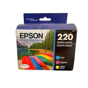 NEW Epson Genuine T220520 220 Standard Capacity Color CYM Ink Cartridges NIB - Picture 1 of 5