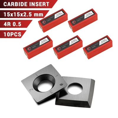 FIND BUY TOOL Carbide Inserts Cutters Knives 15x15x2.5mm -30°-R150-4R0.5 for Woodworking 10pcs