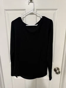 Old Navy Active Womans Long Sleeve Open Back T-Shirt Thumb Holes Black Sz M NEW - Picture 1 of 5