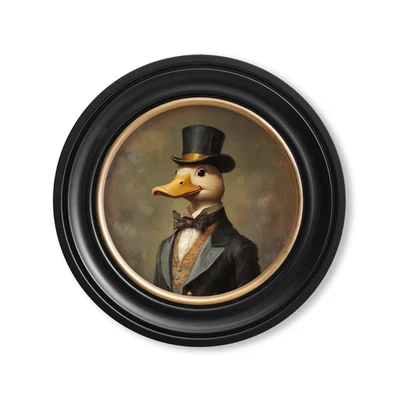Dapper Duck Framed Premium Print Wall Art Black & Gold Round Frame - Image 1 of 4