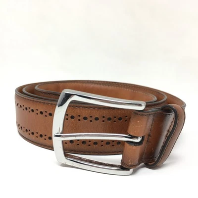 Cinturón de vestir Allen Edmonds Manistee para hombre talla 38 marrón cuero perforado hecho en EE. UU. Foto 1 de 4