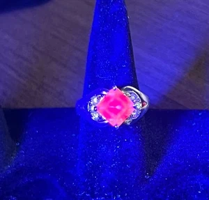 925 STERLING SILBER RING 3K rosa Saphir LEUCHTET Größe 6 - Bild 1 von 12
