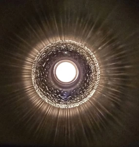 Diskus Orrefors Schweden Kristall Windlicht Textur Schliffmuster signiert 5,5" - Bild 1 von 8