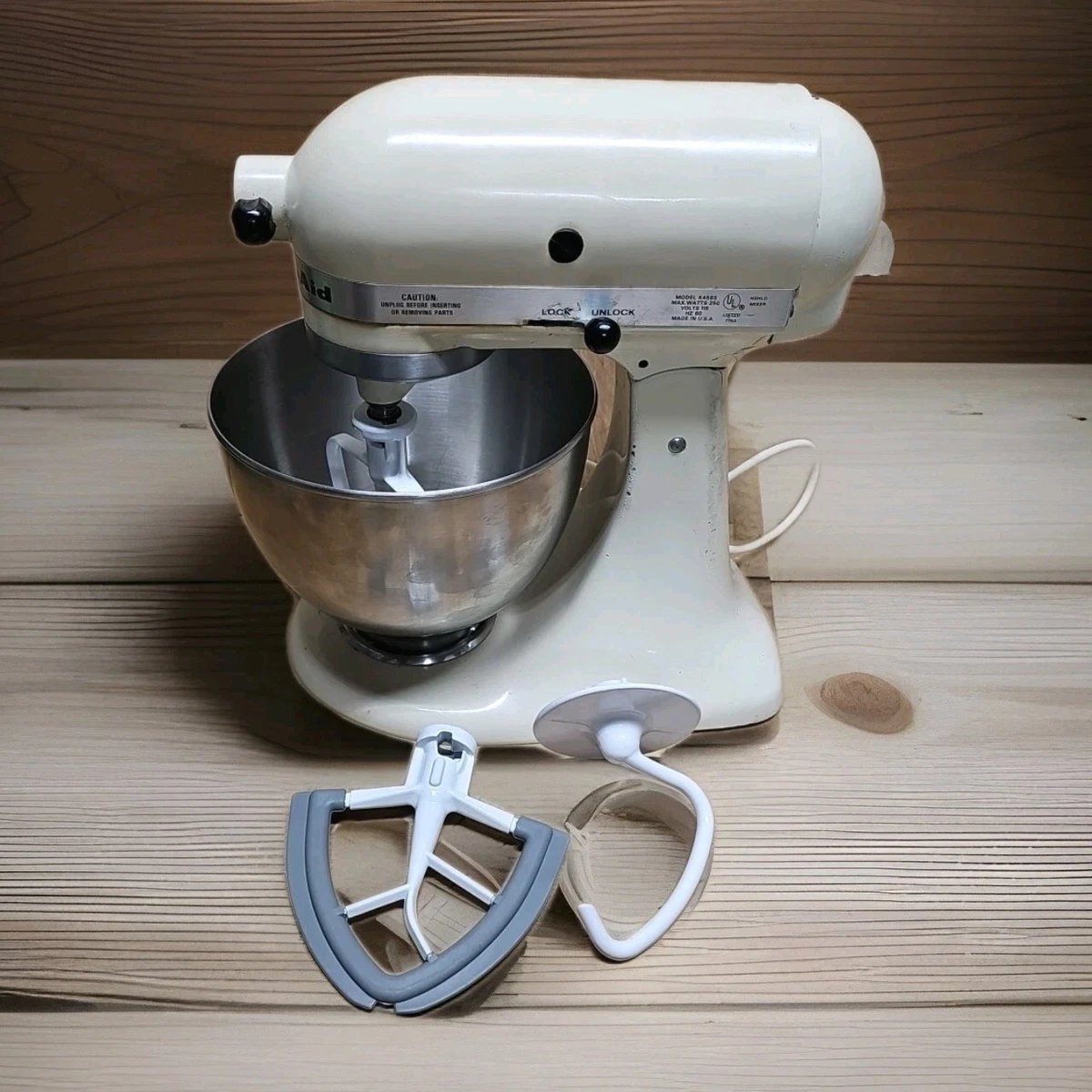 VTG KitchenAid Hobart Model K45SS Stand Mixer Cream W/ Bowl
