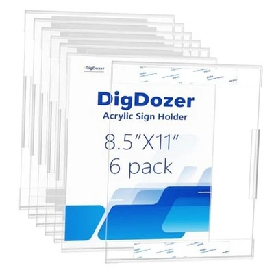 6 Pcs Acrylic Sign Holder 8.5 x 11, Dual-Purpose Wall Mount Sign Holders 6PCS - Image 1 of 4