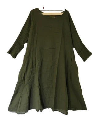 PRIVATSACHEN Crinkel Tunika-Kleid IDENTÄTER 48-50-52 (3)  Ecokattun avocado - Bild 1 von 4