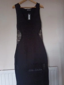 Maternity Black Distressed Side Crochet Maxi 14 - Picture 1 of 12