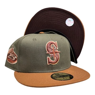 Boné New Era Seattle Mariners 59FIFTY ajustado 25º ano remendo lateral tamanho 7 1/8 - Imagem 1 de 4