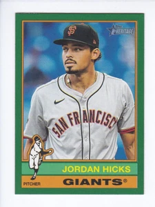 2025 Topps Heritage #100 JORDAN HICKS San Francisco Giants BORDO VERDE SCURO - Foto 1 di 2