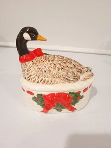 Weihnachten Kanadische Gänse Baum Deckel Dekorative Schale 7 1/2" L x 8" H x 4" B  - Bild 1 von 5