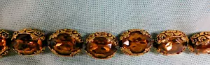 BRACCIALE VINTAGE GROSSO TOPAX FUMÈ GRANDE ORNATO SPLENDIDO 7 1/2 X 3/4 " NUOVO - Foto 1 di 6