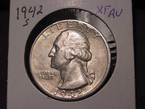 1942-S WASHINGTON QUARTER XF AU NICE FREE SHIPPING Cover
