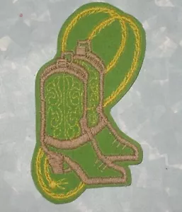 Cowboy Boots & Lasso Patch - green / yellow - cowgirl - 2 1/4 x 3 3/4" - Picture 1 of 1