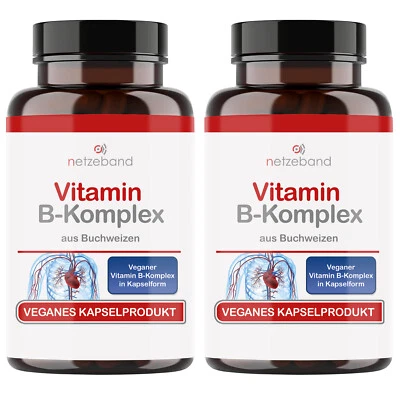 NETZEBAND Vitamin B Komplex aus Buchweizen Kapseln im Glas 120 Kapseln für 4 Monate vegan