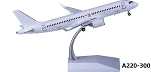 Modelo de avión en blanco fundido a presión Airbus A220-300 1:200 JC Wings con soporte - Imagen 1 de 5