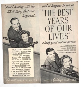 1946 Motion Picture Best Years of Our Lives Print Ad 13in x5 in 2 Pages - Picture 1 of 1