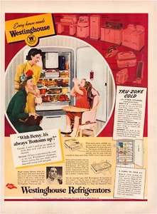 Print Ad Westinghouse Refrigerator 1940 Full Page Large Magazine 10.5"x13.5" - Picture 1 of 1