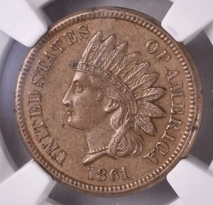 1861 Indian Head Cent - NGC AU58 - Picture 1 of 3