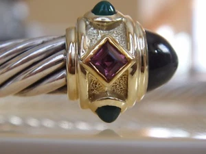 $1950 DAVID YURMAN 14/K SS BLACK GREEN ONYX TOURMALINE RENAISSANCE BRACELET 7mm - Picture 1 of 4