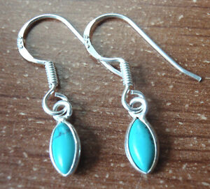Very Tiny Turquoise 925 Sterling Silver Dangle Earrings you get exact earrings