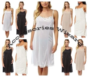 Ladies Ribbon Strap Nightdress Lace Slip Petticoat Underskirt Dress UK 10-26 - Picture 1 of 16