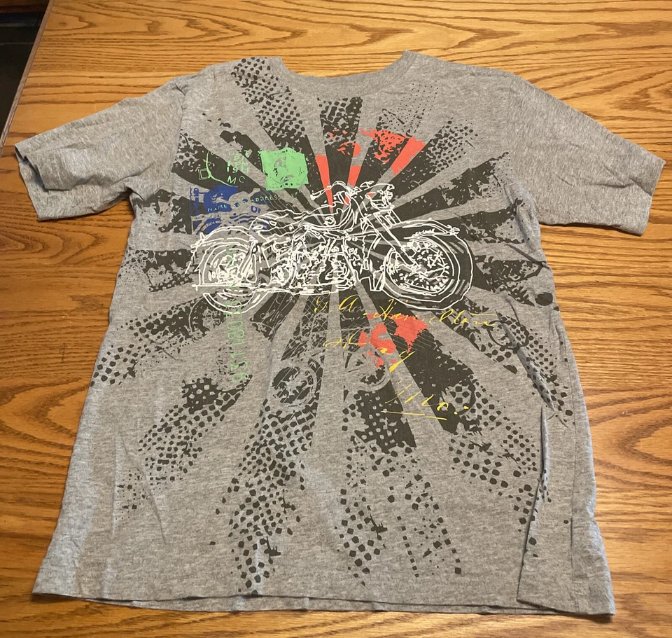 Camiseta gráfica colorida infantil masculina motocicleta GG 14 - Imagem 1 de 4