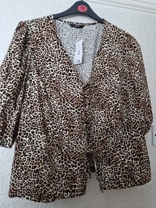 Ladies Size 20 Leppard Print Cotton Top / Blouse New With Tag - Picture 1 of 10
