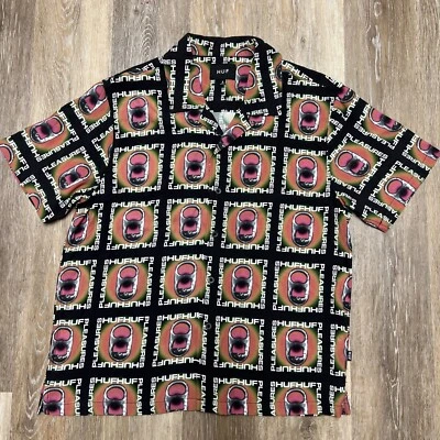 Camisa HUF x Pleasures Para Hombres Pop Top Psicodélico SS Con Botones Estilo de Vida Talla Pequeña Foto 1 de 4