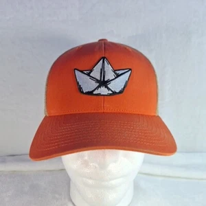 Paper Boat Orange Trucker Hat Cap Snapback Meshback - Picture 1 of 8
