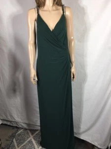 Women's NWT Ralph Lauren Jersey Sleeveless Gown Green Dress Size 14 - Picture 1 of 6