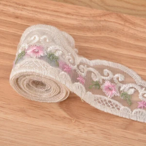 2 Yards Netz Blume Spitze Stoff Borte bestickt Hochzeitskleid Nähen Handwerk Zum Selbermachen - Bild 1 von 11