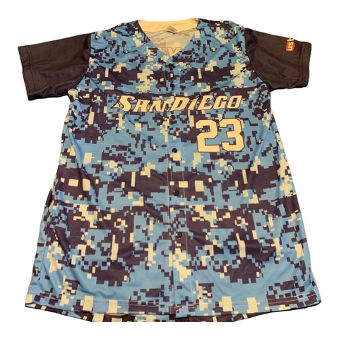 USD University Of San Diego Toreros Kris Bryant #24 Blue Camo SGA Jersey Sz M Cover