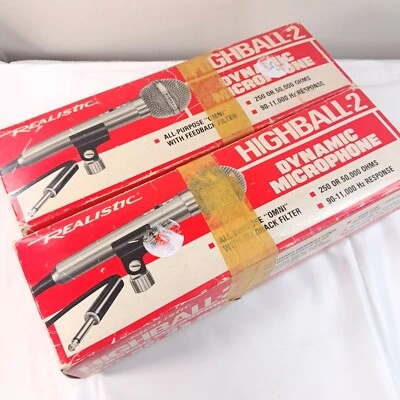 Realistic Dynamic Highball 2 Microphone SET 2 Model 33-985 With Boxes VINTAGE - Image 1 of 4