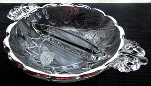 Silver City Glass Silver Overlay Forest Pattern Divided 6 1/4" Relish Dish Bowl - Picture 1 of 12