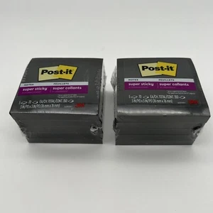 LOT OF 2 Post-it 654-5SSSC Super Sticky Notes, Black, 3 x 3", Pack of 5 Pads - Picture 1 of 6