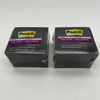 LOT OF 2 Post-it 654-5SSSC Super Sticky Notes, Black, 3 x 3", Pack of 5 Pads - Image 1 of 4