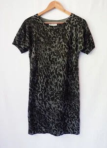 Ann Taylor Loft Wool Mini Dress Lightweight Knit Leopard Print Gray Black XS - Picture 1 of 5