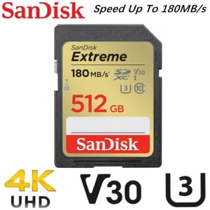 Sandisk Extreme SD Card 512GB Memory Card DSLR 4K UHD Video Camera SDSDXVV-512G - Picture 1 of 2