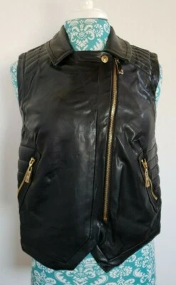 Vince Camuto Mujer Negro Profundo Tour of Duty Moto Chaleco Chaqueta Talla S NUEVO Foto 1 de 4