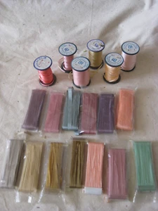 6 REELS 4mm TORAY SILLOOK RIBBON YARN & 13 x 4mm/7mm RIBBONS -RIBBON EMBROIDERY - Picture 1 of 4