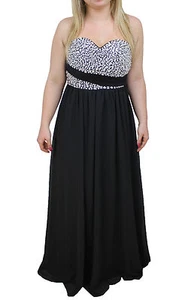 1204 Damen Kleid schwarz Made in Italy elegant festlich lang mit Strasssteinen - Bild 1 von 4