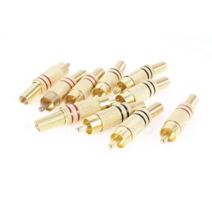 10 Pièces Ton Or Rouge Noir Ressort Extrémité Mâle RCA Prise Connecteur Audio - Photo 1/1
