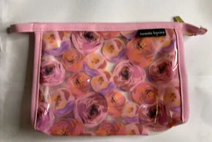 Nanette Lepore Makeup Bag Pink Floral Cosmetic Travel Bag 8in x 6in Zip - Picture 1 of 7