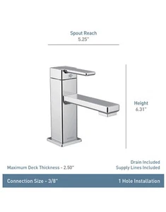 ๐ MOEN S6710 90 Degree 1-Handle Modern BATHROOM VANITY FAUCET W/VALVE & DRAIN - Picture 1 of 6