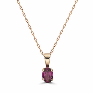 Birthstone 14K Rose Gold Purple Garnet 0.5 cts 18" Pendant Necklace - Picture 1 of 5