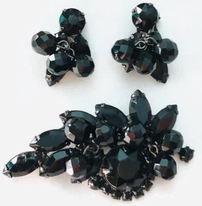JUEGO de pendientes de broche de cuentas negras y estrás verificados D&E JULIANA de colección, fjt - Imagen 1 de 4