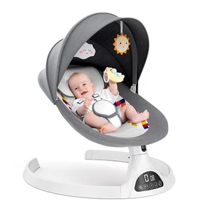 Bluetooth Mecedora Para Bebe Columpio Gris Electrico 5 Velocidades Con Bocina US - Picture 1 of 12